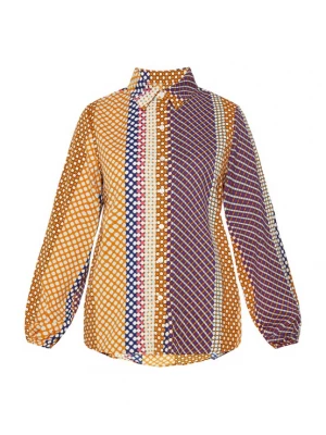 Foto van product Usha Blouse 'Fashion Look' donkerblauw / mandarijn / pink / wit