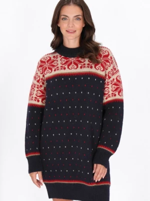 Foto van product usha BLUE LABEL Gebreide jurk lichtbeige / navy / rood / wit