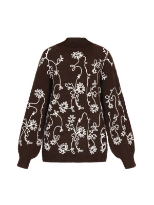 Foto van product usha FESTIVAL Oversized trui donkerbruin / wit
