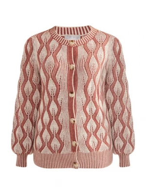 Foto van product Usha Gebreid vest 'Sivene' oudroze / wolwit