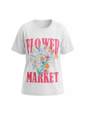 Foto van product Usha Shirt 'Floral' azuur / oranje / lichtroze / wit