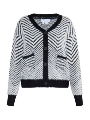 Foto van product usha WHITE LABEL Gebreid vest 'Pryam' zwart / wit