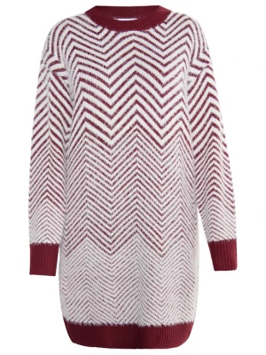 Foto van product usha WHITE LABEL Gebreide jurk 'Vanne' kersrood / wit