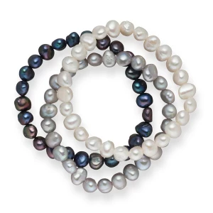 Foto van product Valero Pearls Armband donkerblauw / grijs / wit