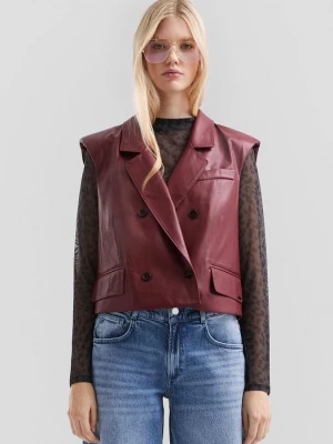 Foto van product Verkort gilet in lederlook QS rood
