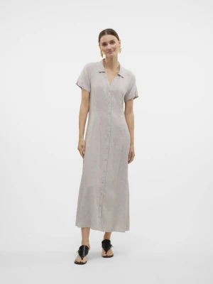 Foto van product VERO MODA Jurk 'VERO MODA - VMLINN SS 7 / 8 VOLUME DRESS WVN - Dames - Maxi jurken' lichtgrijs