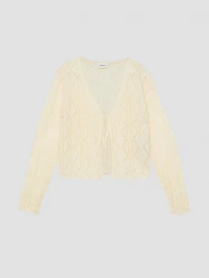 Foto van product Vest met ajourpatroon en striklint s.Oliver crème