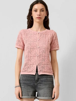 Foto van product Vest met halve mouwen en ajourpatroon QS roze