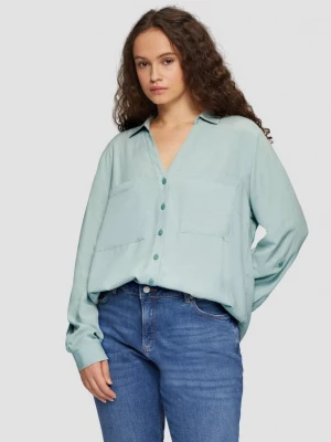 Foto van product Viscose blouse met omslag en opgestikte zakken QS groen
