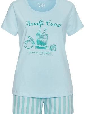 Foto van product VIVANCE Korte pyjama cyaan blauw / pastelblauw / lichtrood
