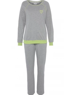 Foto van product VIVANCE Pyjama 'Dreams' grijs gemêleerd / limoen