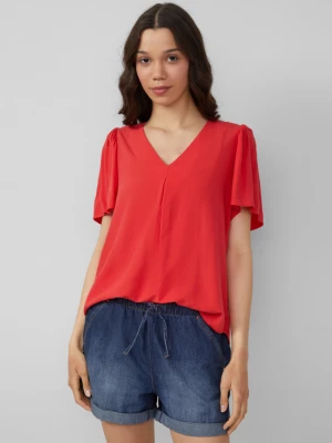 Foto van product Vrouwelijke blouse met korte mouwen van viscose QS rood