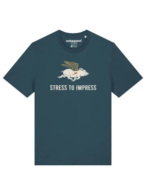 Foto van product Watapparel Shirt 'Stress To Impress' camel / bruin / petrol / wit