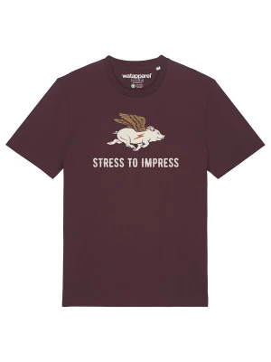 Foto van product Watapparel Shirt 'Stress to impress' camel / greige / wijnrood