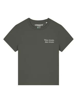 Foto van product Watapparel Shirt 'Was Muss Das Muss' kaki / wit