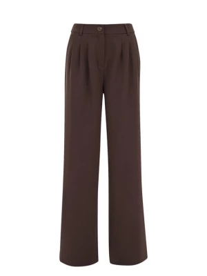 Foto van product WE Fashion Bandplooibroek donkerbruin