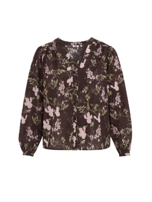 Foto van product WE Fashion Blouse donkerbruin / groen / rosa