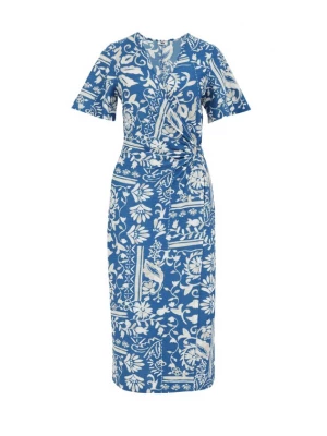 Foto van product WE Fashion Jurk royal blue / koningsblauw / wit