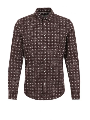 Foto van product WE Fashion Overhemd donkerbruin / wit
