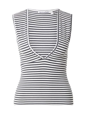 Foto van product WEEKDAY Top 'Pia' antraciet / wit