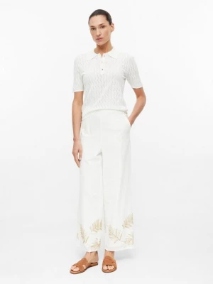 Foto van product Wijde pantalon met borduursel van katoen met structuur s.Oliver crème
