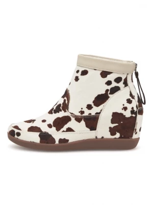 Foto van product WODEN Enkellaarsjes 'Emmy Animal' beige / donkerbruin / wit