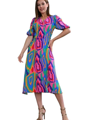 Foto van product WOMAN VISION Jurk blauw / groen / oranje / pink