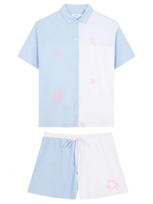 Foto van product Women' Secret Korte pyjama lichtblauw / rosa / wit
