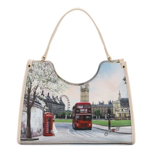 Foto van product Y Not? Shopper 'Yesbag' hemelsblauw / groen / rood / wit