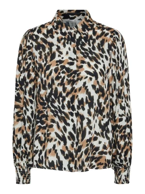 Foto van product YAS Blouse 'YASALIRA' lichtbruin / zwart / wit