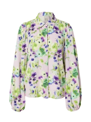 Foto van product YAS Blouse 'YASAsina' hemelsblauw / lichtgroen / pastellila / donkerlila