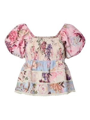 Foto van product YAS Blouse 'YASMESSA' ivoor / pastelblauw / rosa / wit