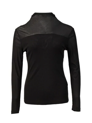 Foto van product yoligex Top 'Chic High Neck Sheer Mesh Long Sleeve Top - Black' zwart