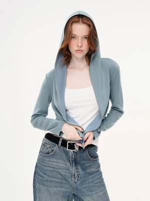 Foto van product yoligex Tussenjas 'Modal Air Layer Hooded Sporty Jacket - Light Blue' lichtblauw