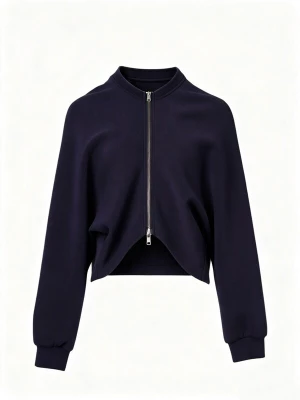 Foto van product yoligex Tussenjas 'YOLIGEX Kurze Jacke Marineblau Stehkragen Reißverschluss Cape-Design' donkerblauw