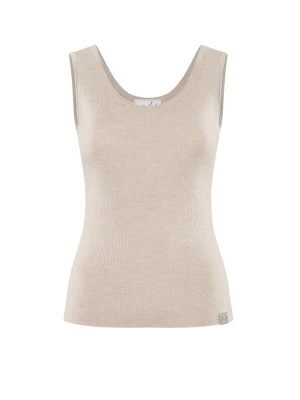 Foto van product YOU LOOK PERFECT Gebreide top 'TOP BLOSSOM - Geripptes Merino Top mit Rundhals' beige