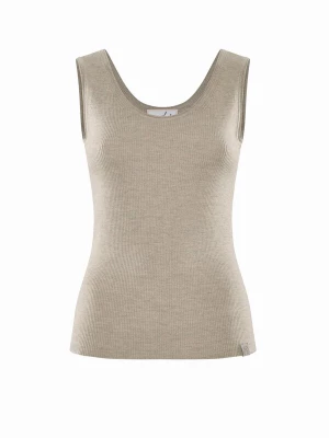 Foto van product YOU LOOK PERFECT Gebreide top 'TOP BLOSSOM - Geripptes Merino Top mit Rundhals' taupe