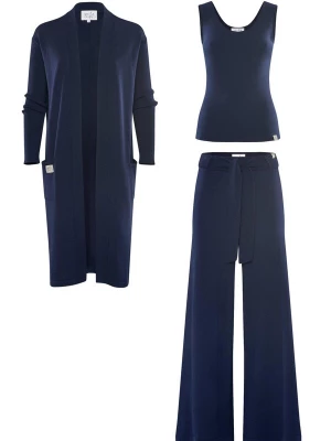 Foto van product YOU LOOK PERFECT Huispak 'LOUNGEWEAR SET - Cardigan Blossom & Top Blossom & Pants Bailey' donkerblauw