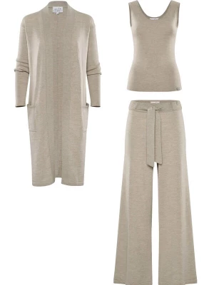 Foto van product YOU LOOK PERFECT Huispak 'LOUNGEWEAR SET - Cardigan Blossom & Top Blossom & Pants Bailey' taupe