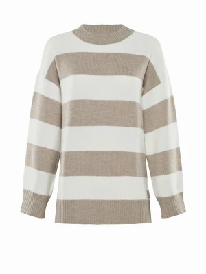 Foto van product YOU LOOK PERFECT Oversized trui 'PULLOVER FELIA - Lässiger Blockstreifen Pullover aus Merino' taupe