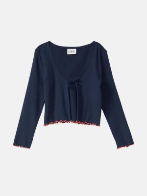 Foto van product Zacht geribd jack met striklint en contrasterende details s.Oliver blauw