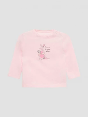 Foto van product Zachte katoenen top met lange mouwen en een glitterprint op de voorkant s.Oliver roze