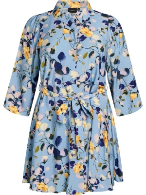 Foto van product Zizzi Blouse 'Vkam' blauw denim / lichtblauw / lichtgeel / lichtlila