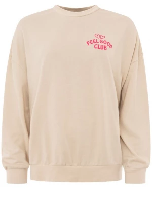 Foto van product Zwillingsherz Sweatshirt 'FEEL GOOD CLUB' beige